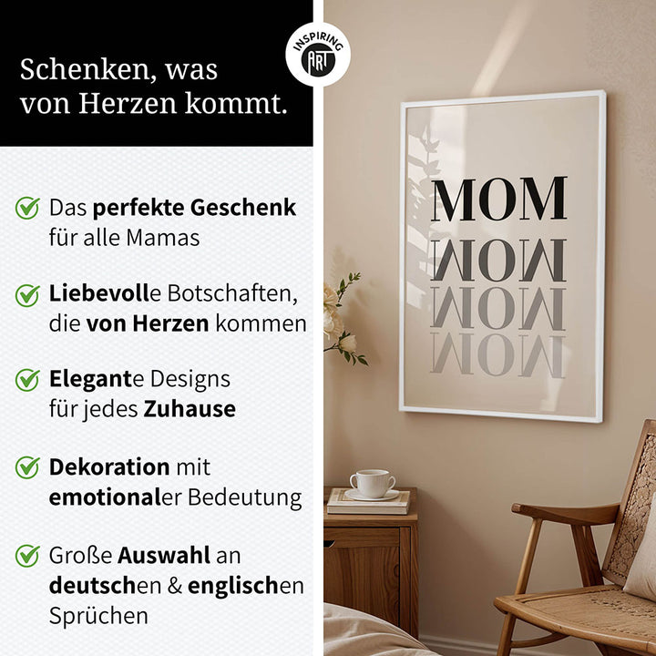 "Mom-Wow" - Poster in Weiß-Schwarz