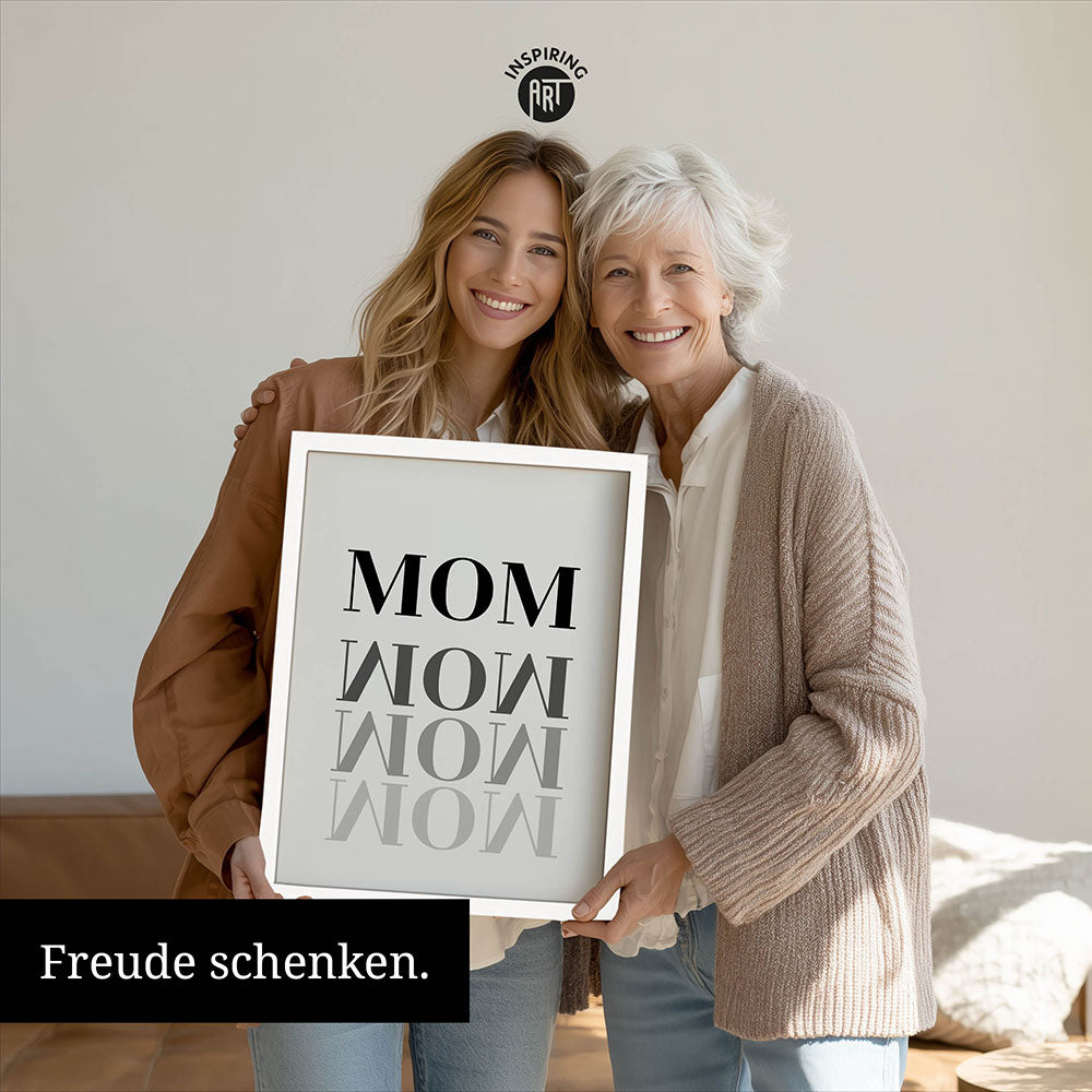 "Mom-Wow" - Poster in Weiß-Schwarz