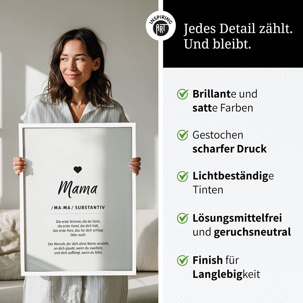 Mama - Wortdefinition - Poster in Weiß-Schwarz
