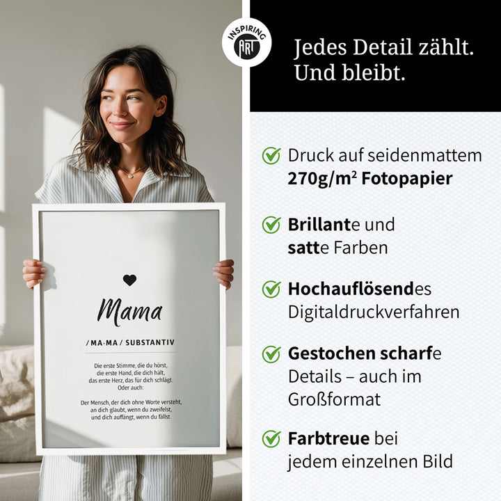 Mama - Wortdefinition - Poster in Weiß-Schwarz