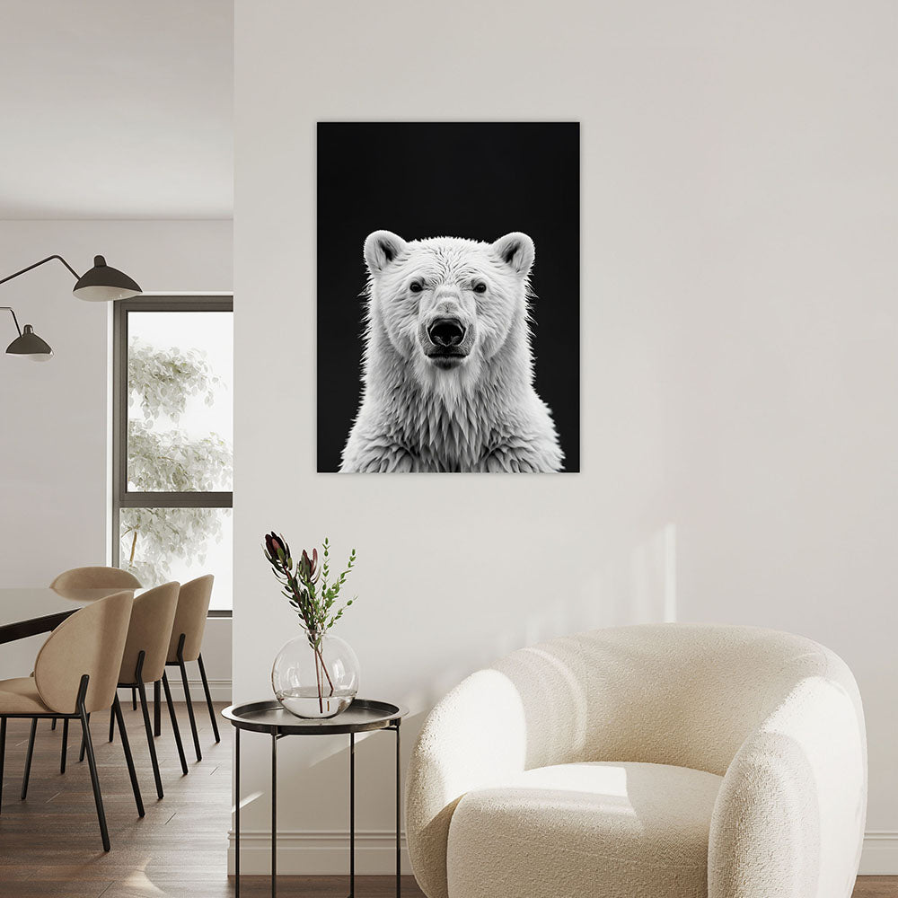 Poster: Tierporträt Eisbär "Nanuk" in Schwarz-Weiß