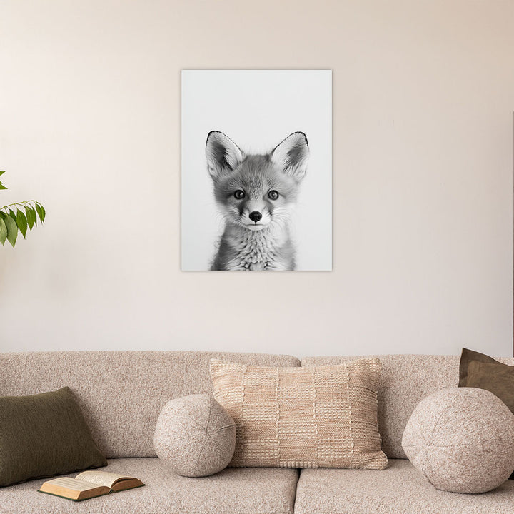 Poster: Tierporträt Fuchs "Rustle" in Schwarz-Weiß