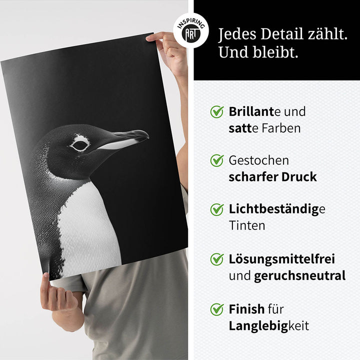 Poster: Tierporträt Pinguin "Nuka" in Schwarz-Weiß
