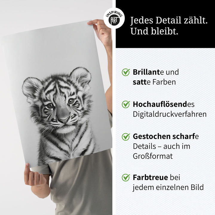 Poster: Tierporträt Tiger "Raja" in Schwarz-Weiß