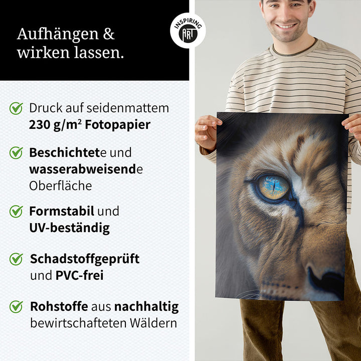 Poster mit Nahaufnahme Löwe