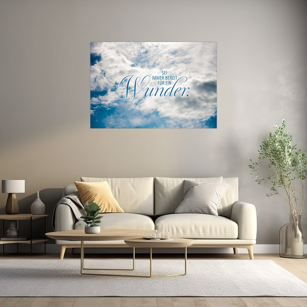 Poster mit Himmel und Wolken in Blau weiss