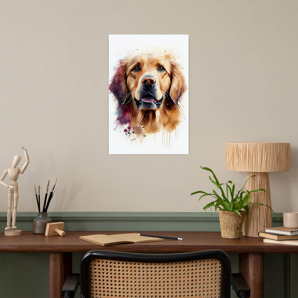 Golden Retriever Wandbild Wasserfarben