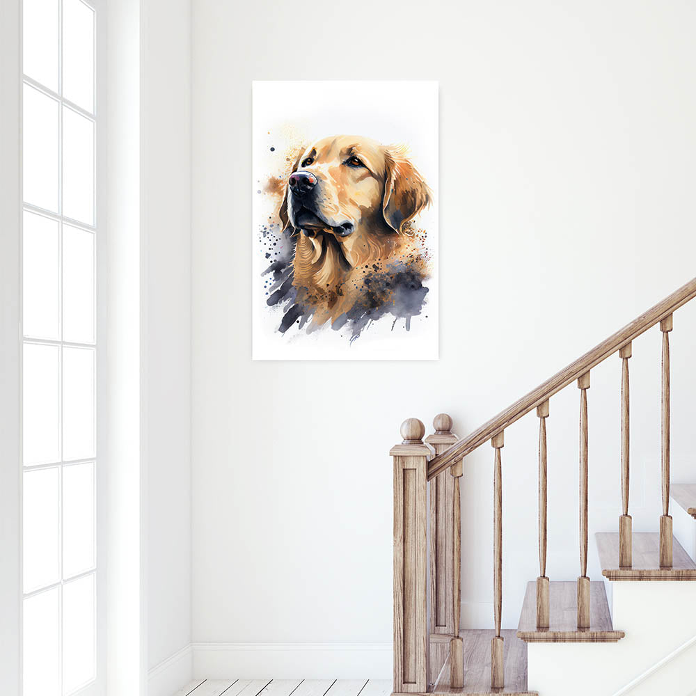 Golden Retriever Wandbild Wasserfarben