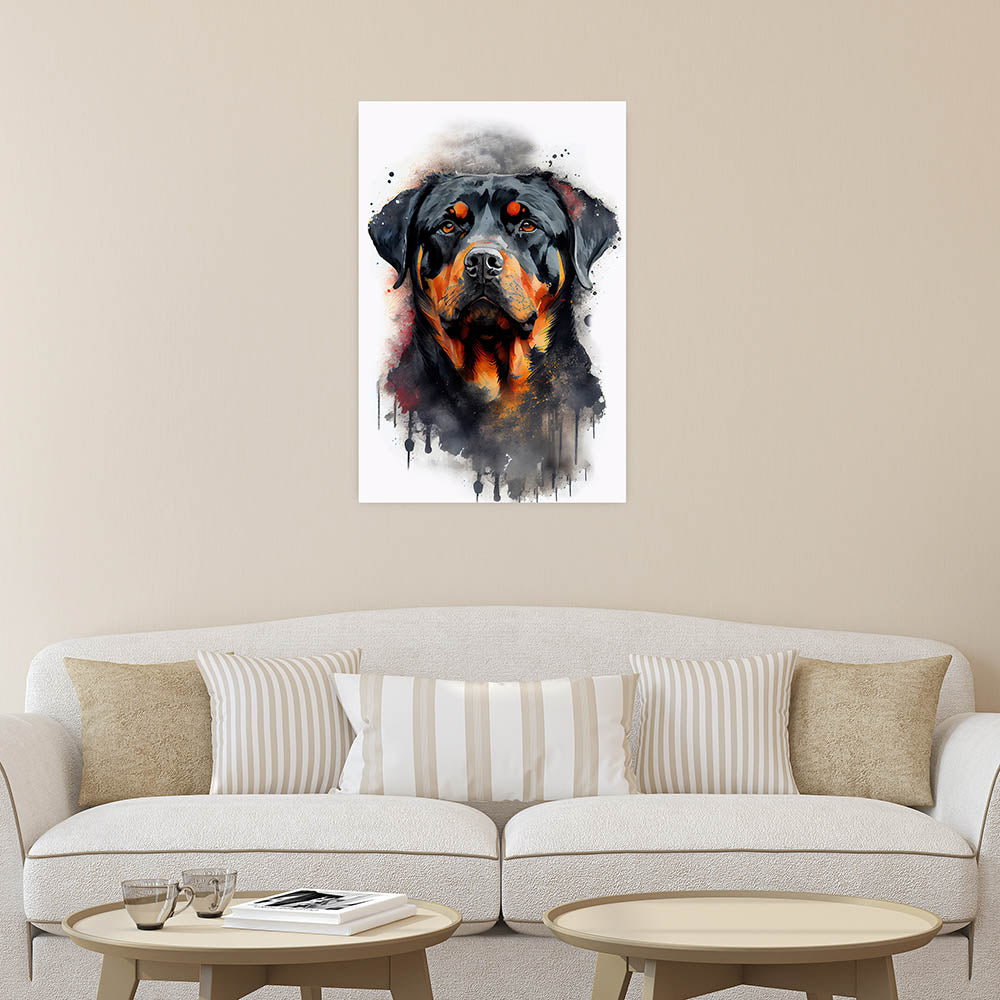 Rottweiler Hundeposter Aquarell-Stil