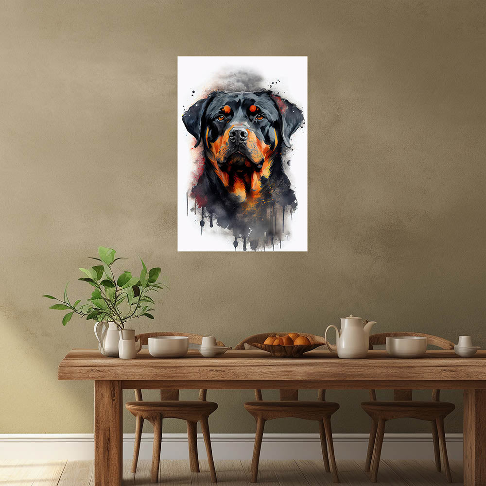 Rottweiler Wandbild Wasserfarben