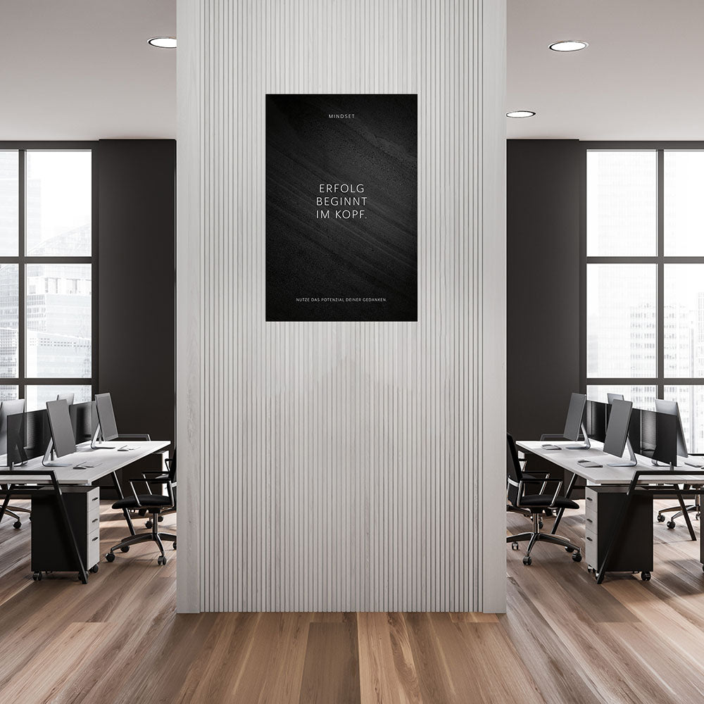 Poster Erfolg Erfolg beginnt im Kopf schwarz Spruch Büro