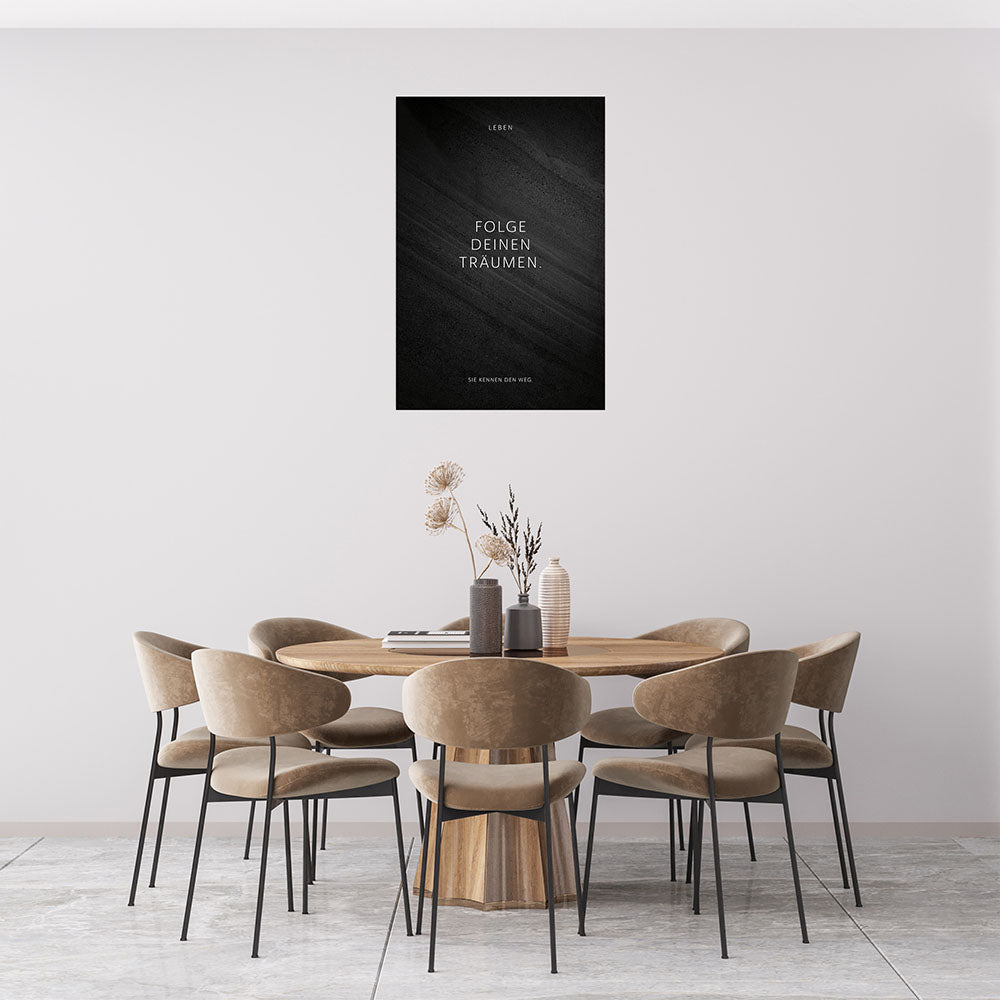 Poster Erfolg Folge deinen Träumen schwarz Spruch