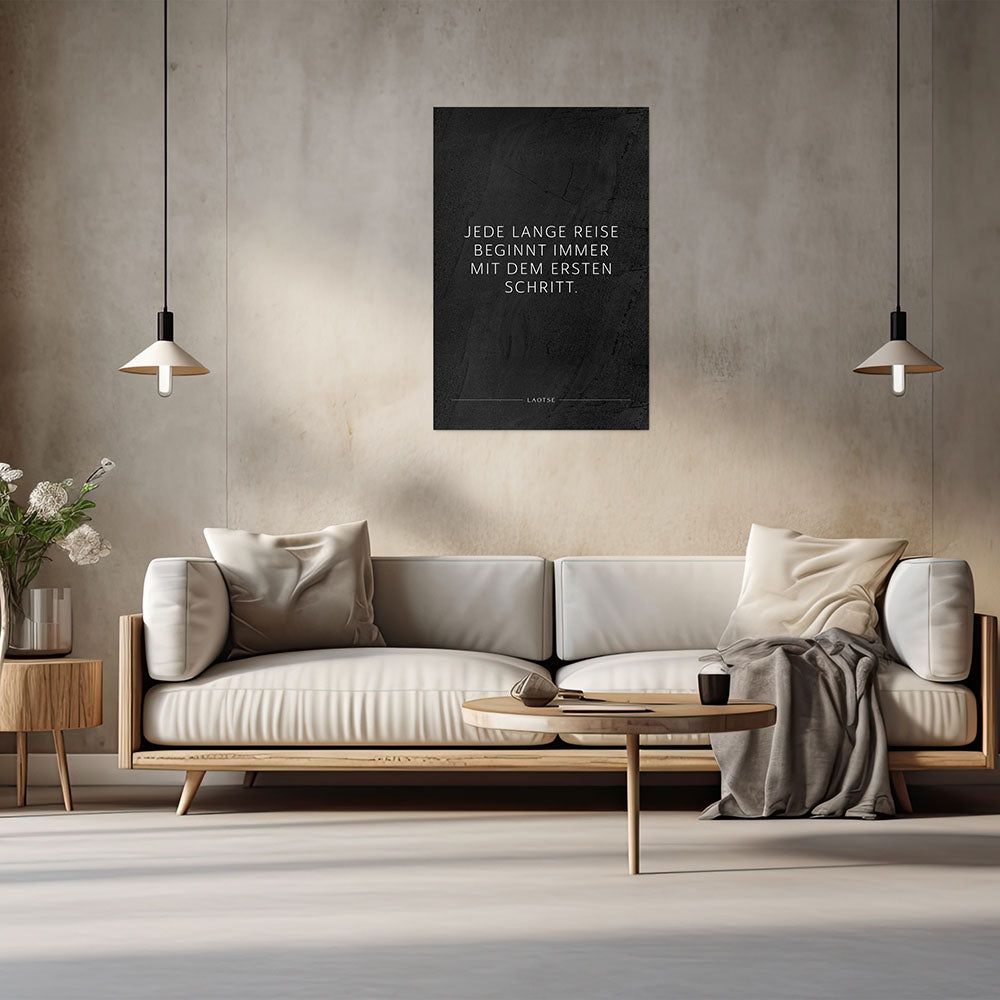 Motivationsposter Jede lange Reise beginnt immer mit dem ersten Schritt