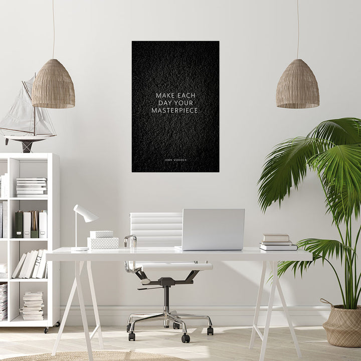 Poster mit Zitat von John Wooden auf schwarzem dezenten Hintergrund