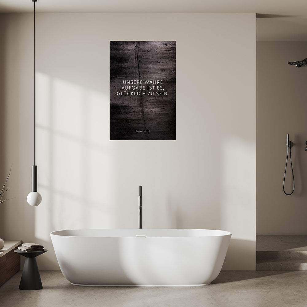 Poster Motivation Zitat hängend über Badewanne