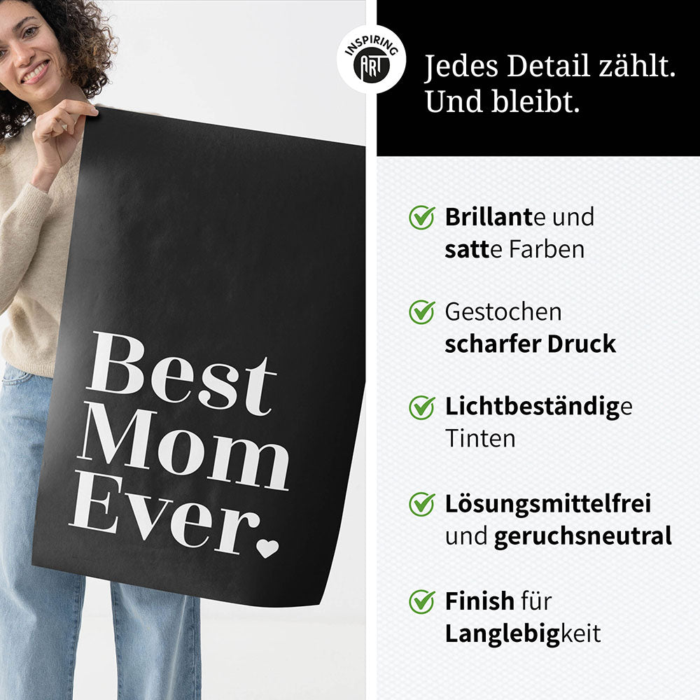 "Best mom ever" Typografie - Poster in Schwarz-Weiß
