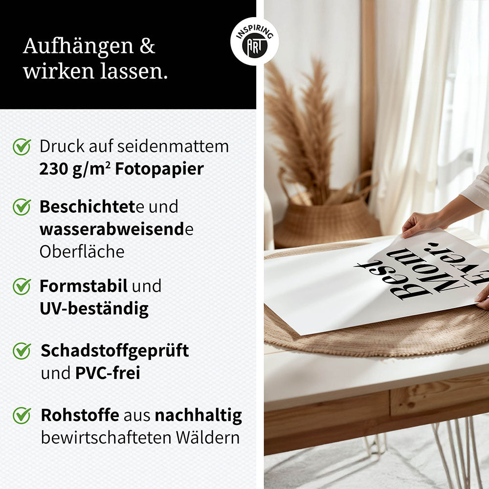 "Best mom ever" Typografie - Poster in Weiß-Schwarz