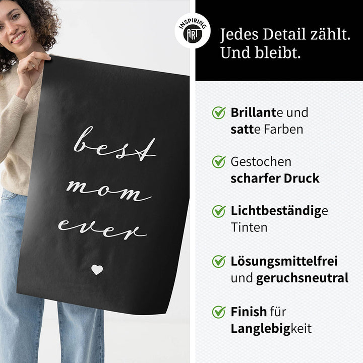 "Best mom ever" Typografie - Poster in Schwarz-Weiß