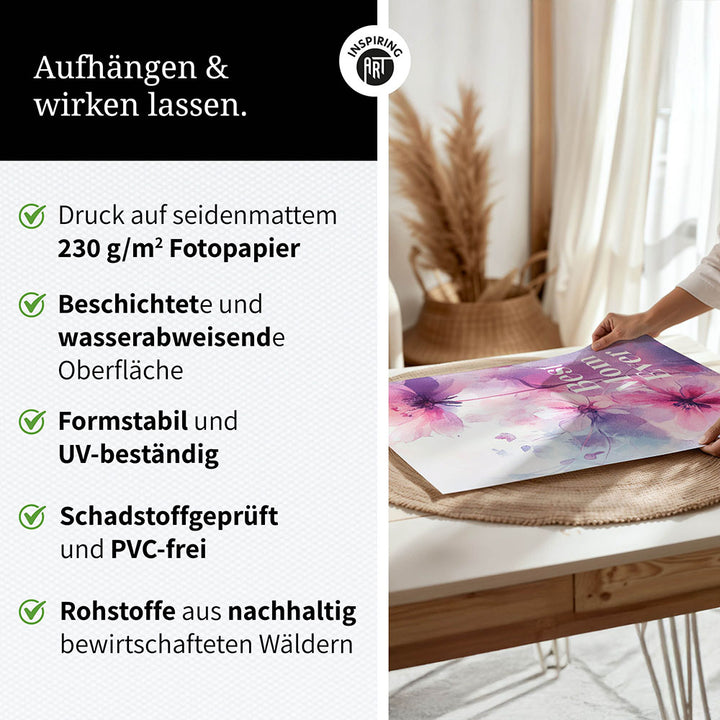 "Best mom ever" Lila Blumen - Poster bunt