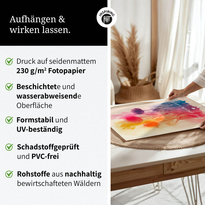 "Best mom ever" Aquarell-Blumen - Poster bunt