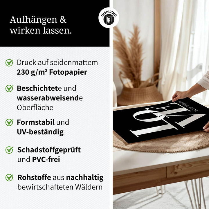 "Love you Mom" - Poster in Schwarz-Weiß