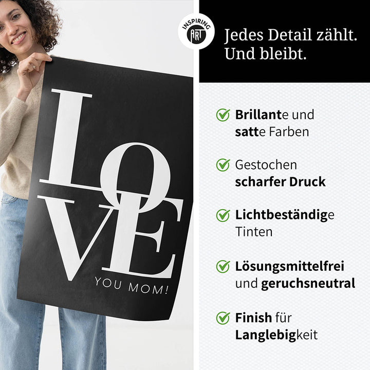 "Love you Mom" - Poster in Schwarz-Weiß