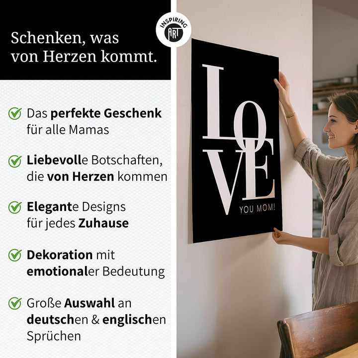 "Love you Mom" - Poster in Schwarz-Weiß