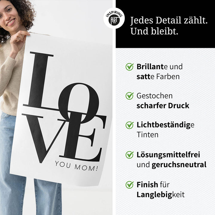 "Love you Mom" - Poster in Weiß-Schwarz
