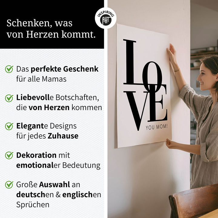 "Love you Mom" - Poster in Weiß-Schwarz