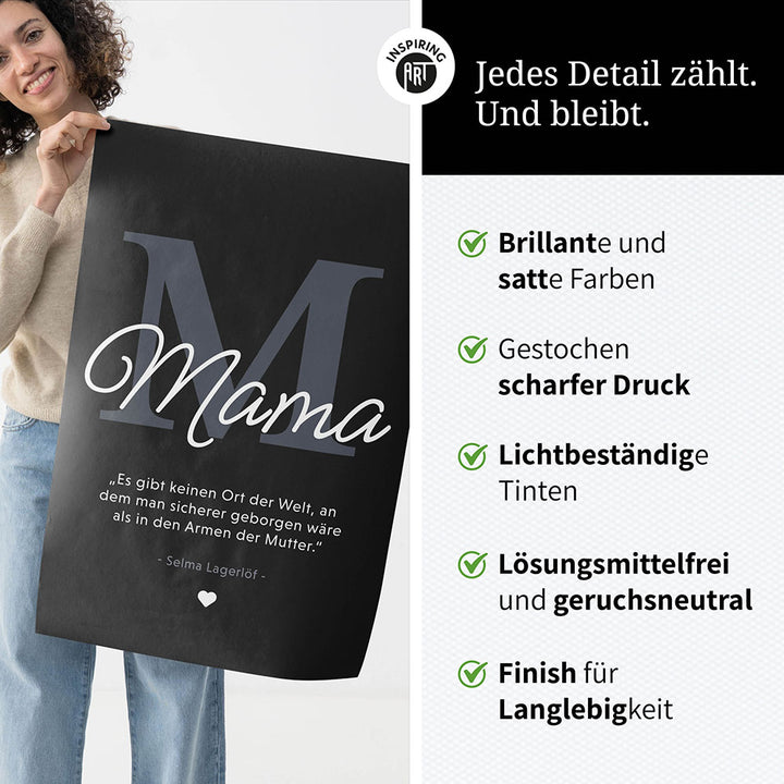 Mama-Zitat von Selma Lagerlöf - Poster in Schwarz-Weiß