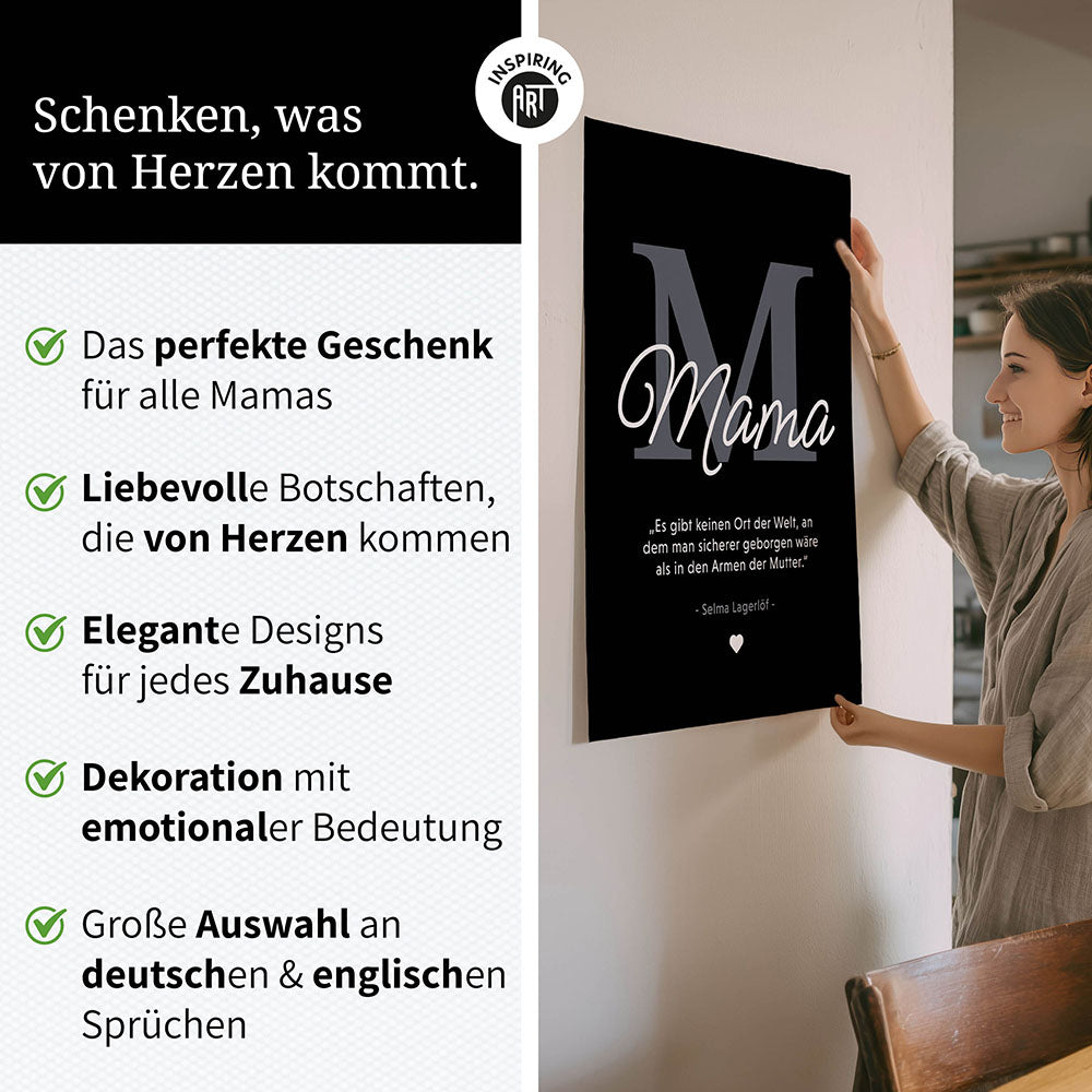 Mama-Zitat von Selma Lagerlöf - Poster in Schwarz-Weiß