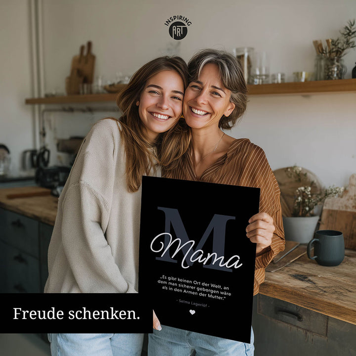 Mama-Zitat von Selma Lagerlöf - Poster in Schwarz-Weiß