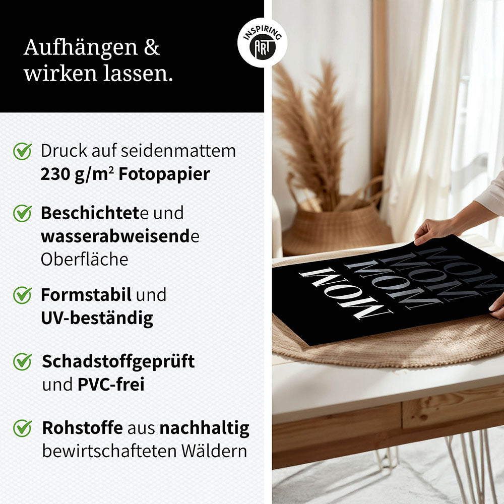 "Mom-Wow" - Poster in Schwarz-Weiß