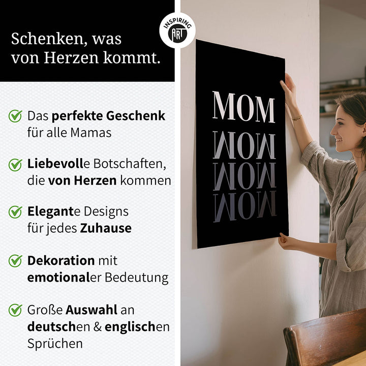 "Mom-Wow" - Poster in Schwarz-Weiß