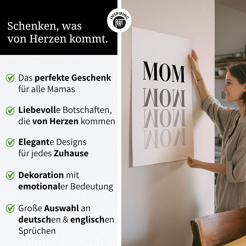 "Mom-Wow" - Poster in Weiß-Schwarz