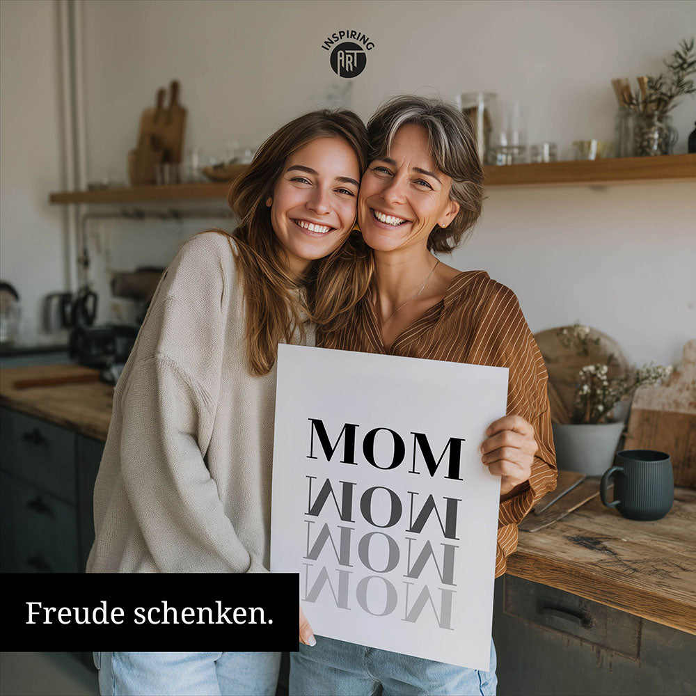 "Mom-Wow" - Poster in Weiß-Schwarz