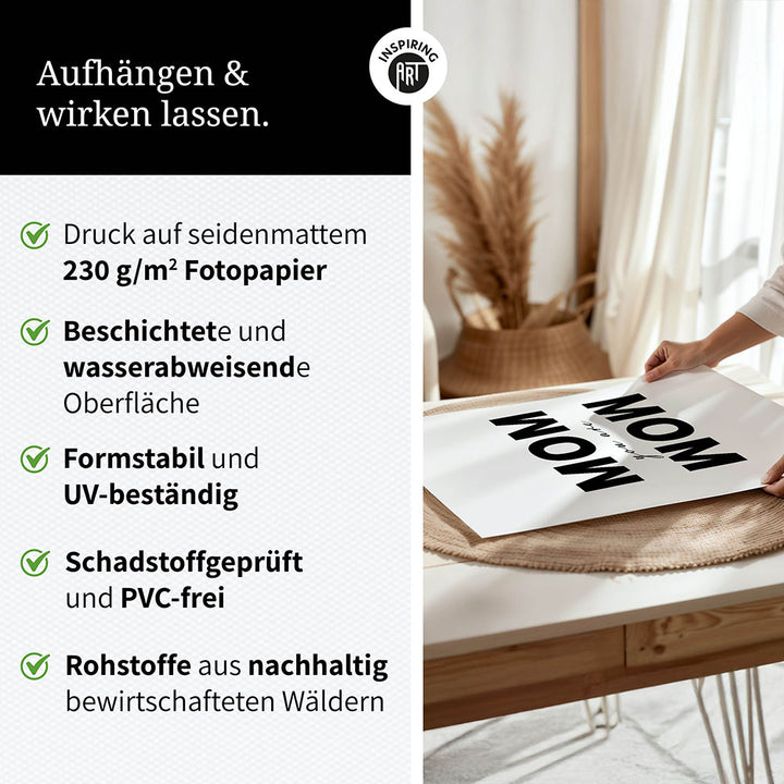 "Mom you are wow" - Poster in Weiß-Schwarz