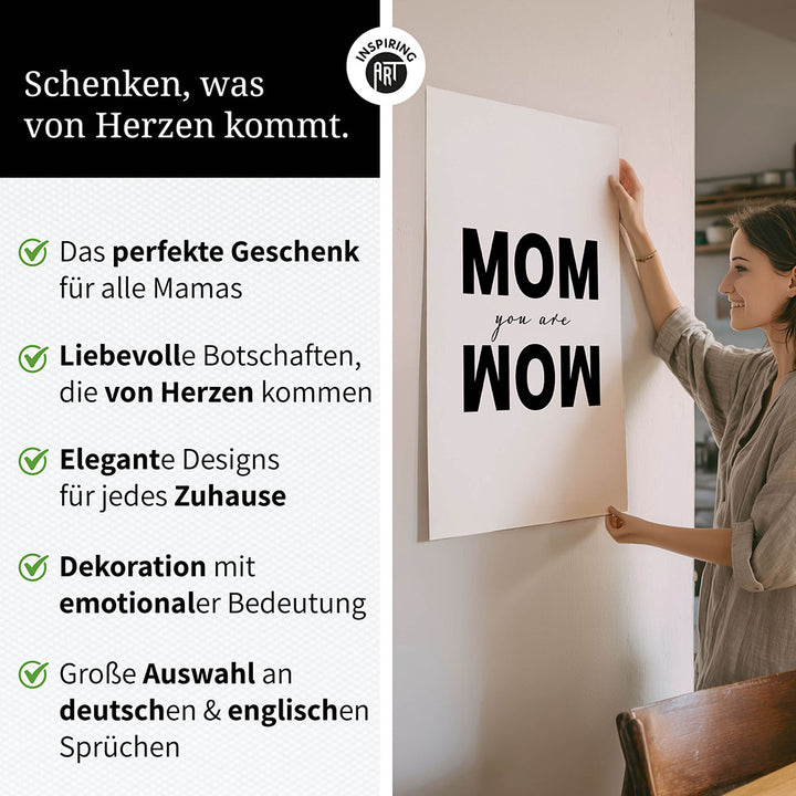 "Mom you are wow" - Poster in Weiß-Schwarz