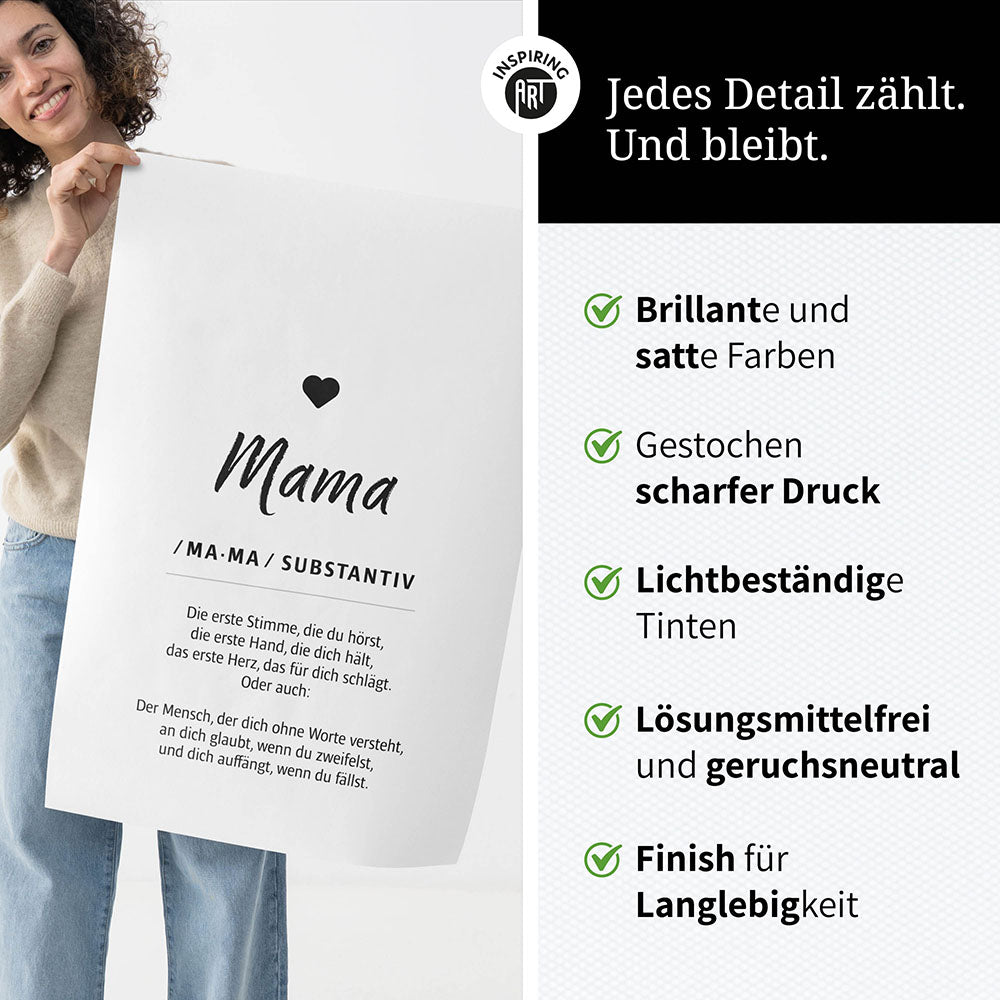 Mama - Wortdefinition - Poster in Weiß-Schwarz