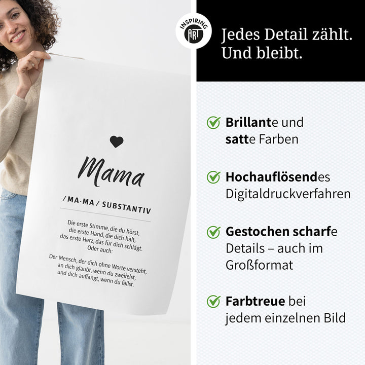 Mama - Wortdefinition - Poster in Weiß-Schwarz