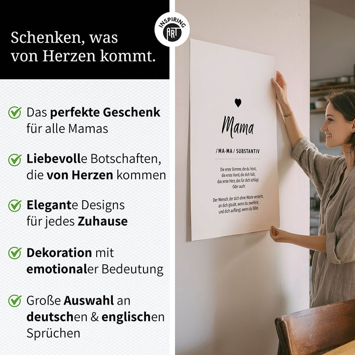 Mama - Wortdefinition - Poster in Weiß-Schwarz