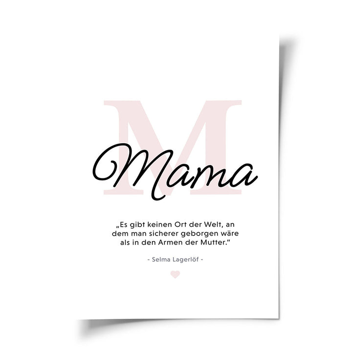 Mama-Zitat von Selma Lagerlöf - Poster in Schwarz-Weiß-Rosa