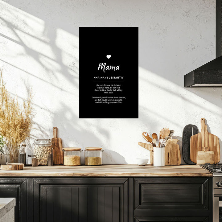 Mama - Wortdefinition - Poster in Schwarz-Weiß