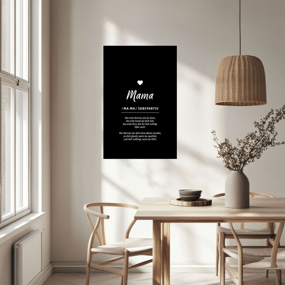Mama - Wortdefinition - Poster in Schwarz-Weiß