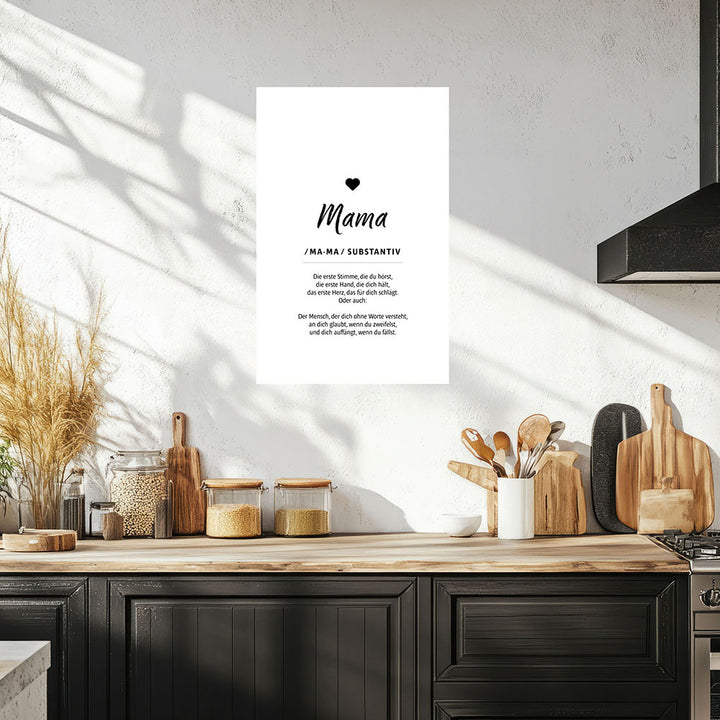 Mama - Wortdefinition - Poster in Weiß-Schwarz