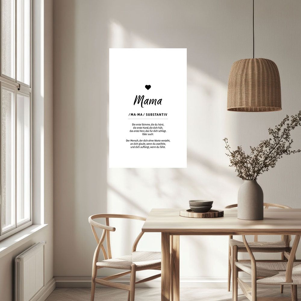 Mama - Wortdefinition - Poster in Weiß-Schwarz
