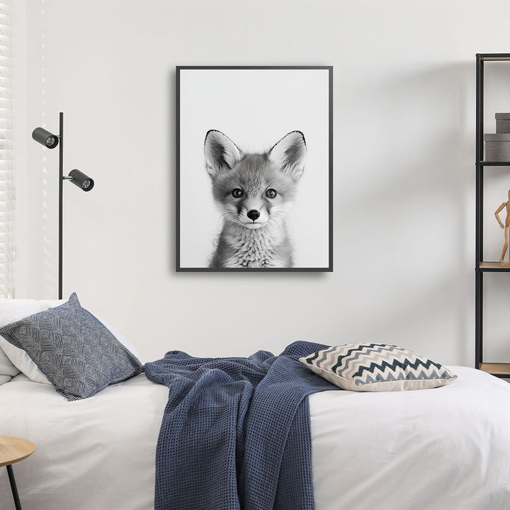 Poster: Tierporträt Fuchs "Rustle" in Schwarz-Weiß