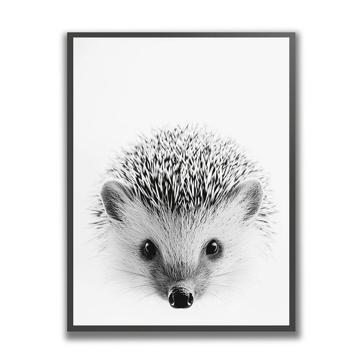 Poster mit Rahmen Tierbild Igel Schwarz Weiß