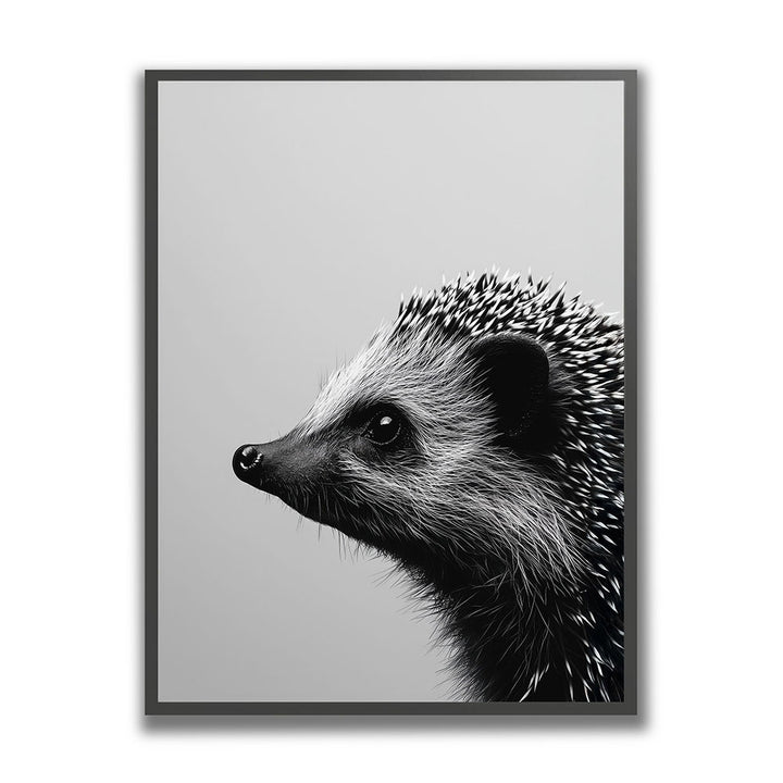 Poster Tierposter mit Rahmen Igel Schwarz Weiß