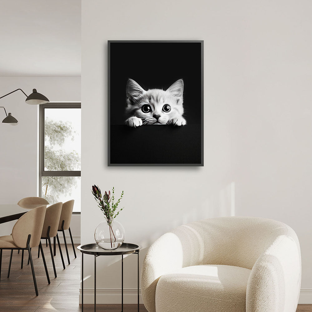 Poster: Tierporträt Katze "Misty" in Schwarz-Weiß